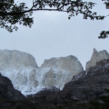 Mountains East of the tongue of Glacier Grey with fresh snow